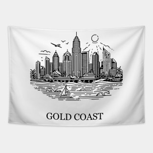 gold coast australia city simple line art illustration Tapestry