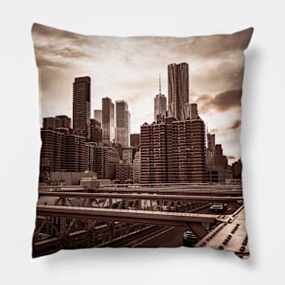 Manhattan Skyline Brooklyn Bridge New York City Pillow