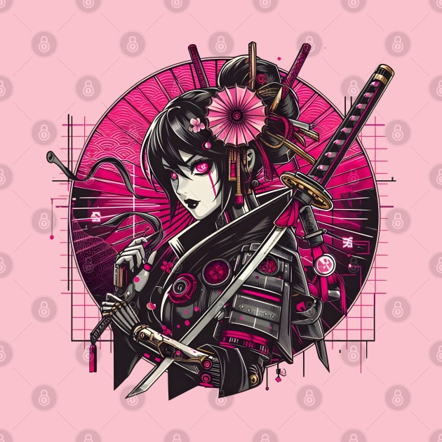 Cyberpunk Japanese Geisha Girl by titansshirt