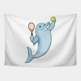 Dolphin at Tennis with Tennis racket Tapestry