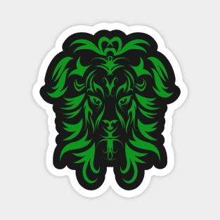 Tribal Tattoo Art Green Lion Head Magnet