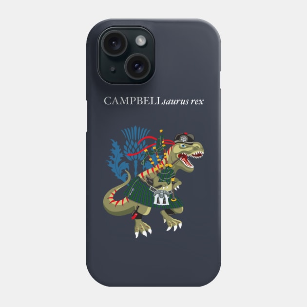 Clanosaurus Rex CAMPBELLsaurus Campbell Ancient Blue Family Tartan Phone Case by BullShirtCo