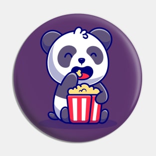 Cute Panda Eating Popcorn Pin