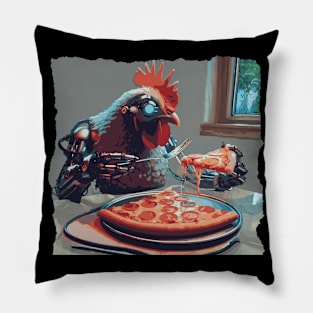 Chicken Robot Pepperoni Pizza Pillow