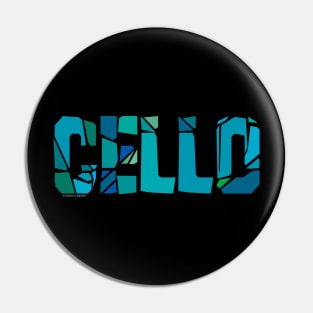 Cracked Cello Text Pin