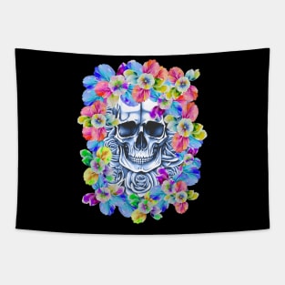 Floral skull memento mori lady death Tapestry