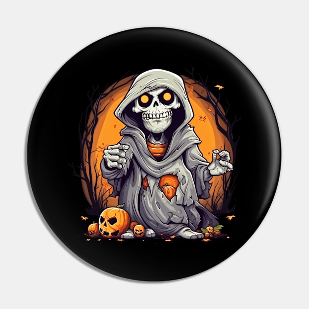 Eerie Halloween Ghoul Art - Spooky Season Delight Pin by Captain Peter Designs