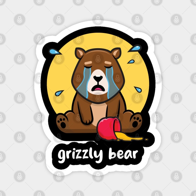 Grizzly Bear (on dark colors) Magnet by Messy Nessie