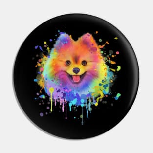 Pomeranian Dog Splash Art Pin