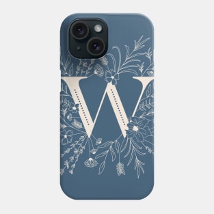 Botanical Letter W (Lake Blue) Phone Case