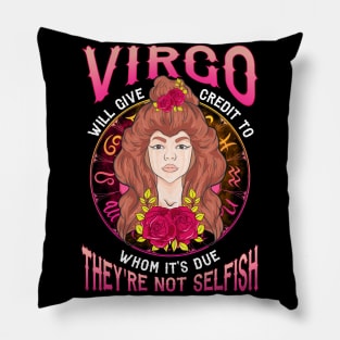 Zodiac Horoscope Virgo Girl They're Not Selfish Hippie Pillow