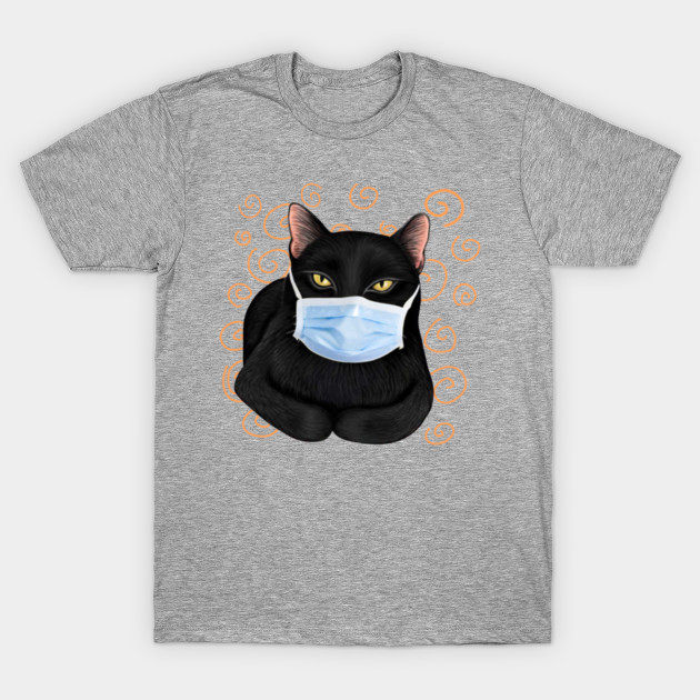 Black Cat Masked Coronavirus Funny Black Cat T Shirt Teepublic