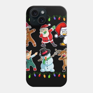 Dabbing Santa Elf Reindeer Gingerbread Penguin Friend Lights Phone Case