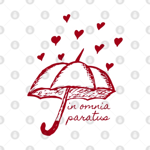 In Omnia Paratus Umbrella with hearts by Stars Hollow Mercantile