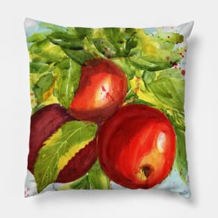 Watercolor Apples On A Tree Pillow