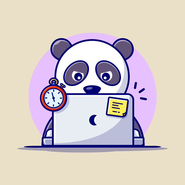 Cute Panda Operating Laptop by Catalyst Labs