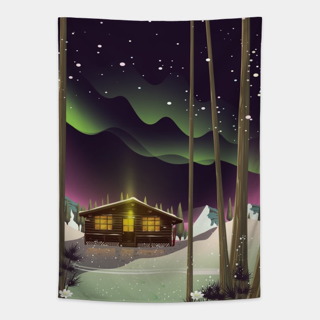 Cabin in the Winter Woods