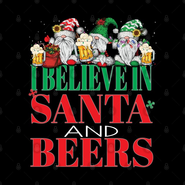 Funny I Believe In Santa and Beers Christmas Cheers Xmas Gnomes Office Party by Envision Styles