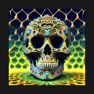 Skull Tie Dye Psychedelic Trippy Festival Hippie 3D Biker T-Shirt