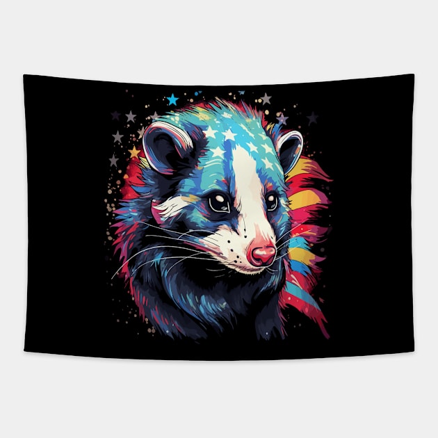 Patriotic Opossum Tapestry by JH Mart