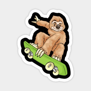 Sloth as Skateboarder with Skateboard Magnet