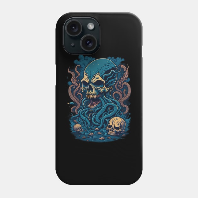 kraken with skull Phone Case by lkn