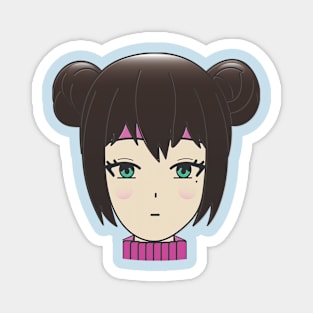 ANIME DRAWINGS DARK HAIR GIRL RED HEAD GREEN EYES DESIGN Magnet