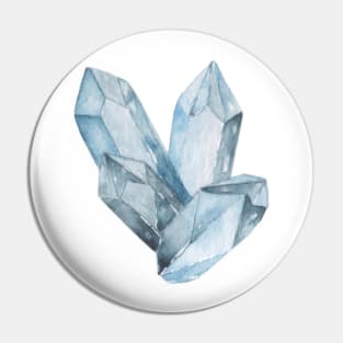 Blue crystals watercolor Pin