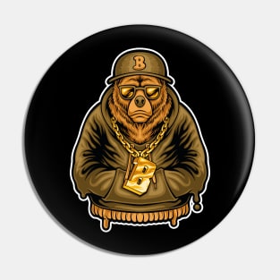 Hip Hop Bear, Illustration Mascot, Graffiti Style Pin