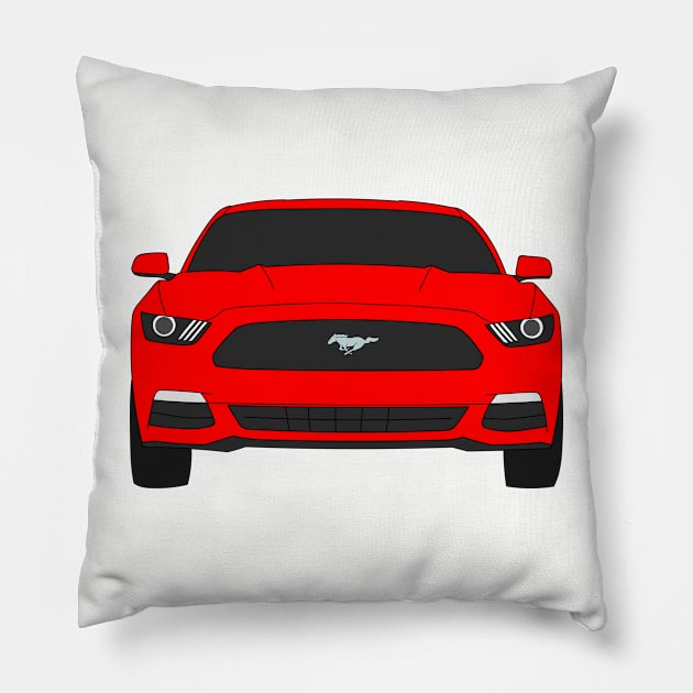 Ford Mustang Front End Race Red Pillow by Jessimk