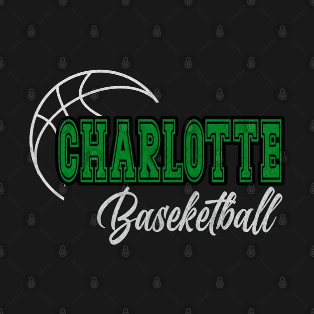 Classic Name Charlotte Vintage Styles Green Basketball by Irwin Bradtke