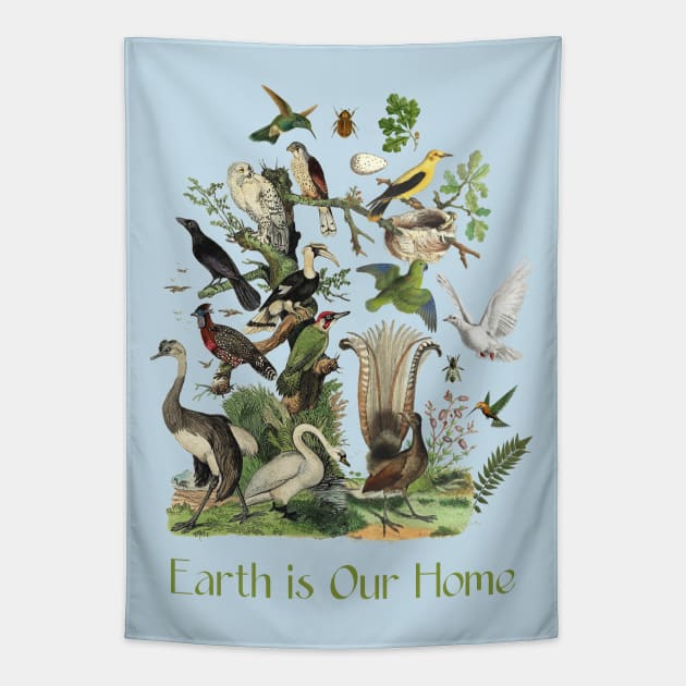 Wildlife Bird Illustration & Nature Conservation Tekst Tapestry by Biophilia