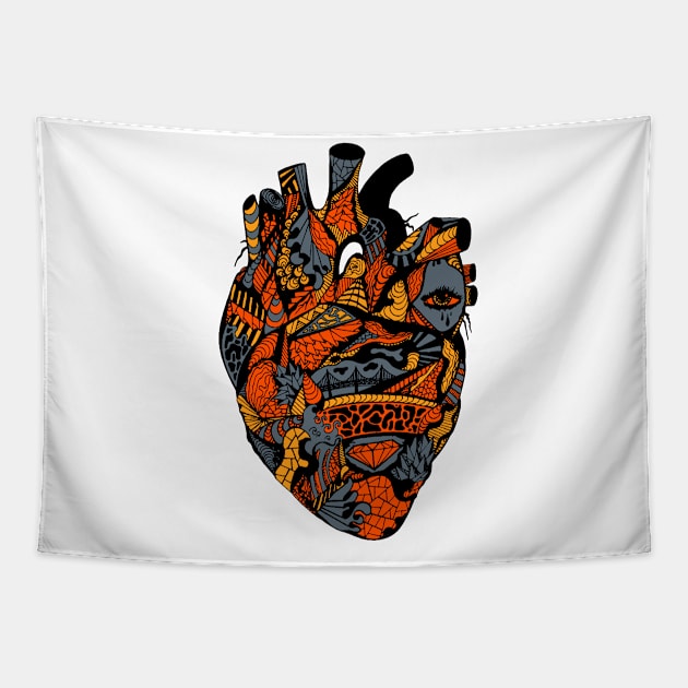 Orangrey Transparent Heart Tapestry by kenallouis