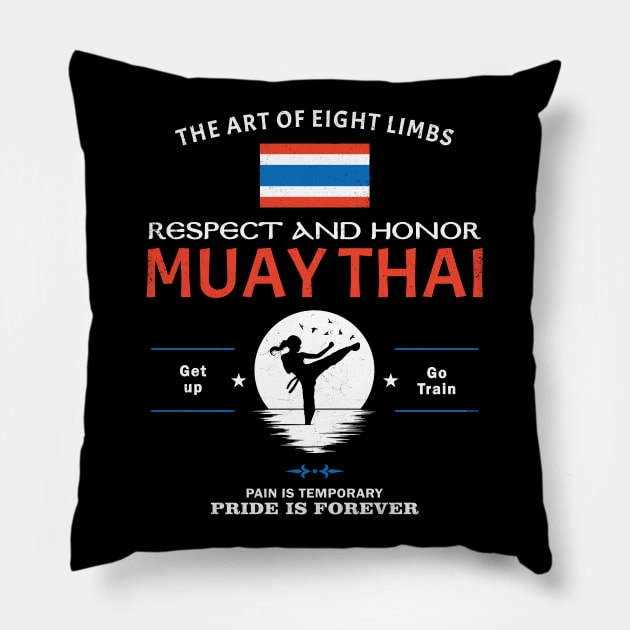 Muay Thai Fighter Girl Pillow by NicGrayTees