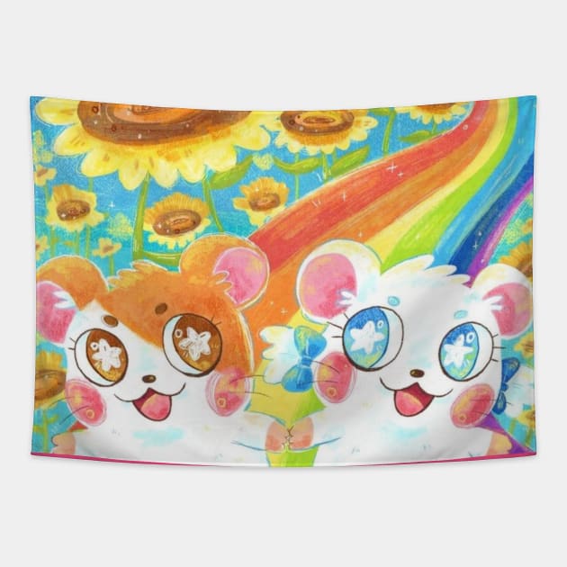 Rainbow Hamtaro Tapestry by Selud Illustrator 