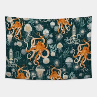 Octopus on midnight Tapestry