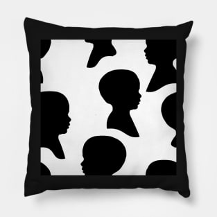 Little Boy Silhouette - Black on White Background Pillow