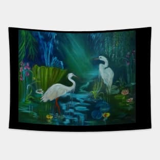 Egrets in the Mist Tapestry