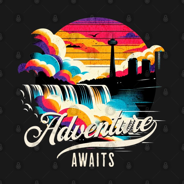 Adventure Awaits Niagara Falls Vintage Design by Miami Neon Designs