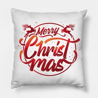 Merry Christmas Lettering with Colors Pillow