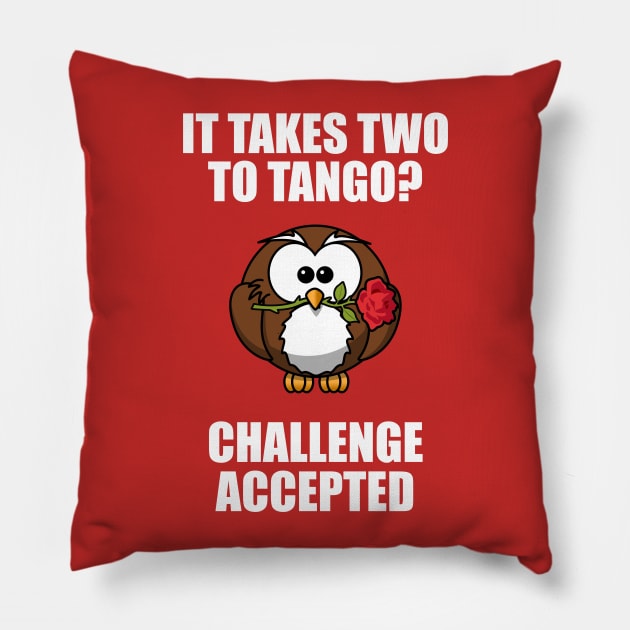 Takes Two To Tango, Challenge Accepted Cute Owl Dance Funny Pillow by FlashMac