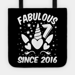 Fabulous 7 Since 2016 Unicorn Birthday Tote