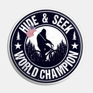 Hide And Seek World Champion Bigfoot American Flag Pin