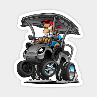 Funny Golf Cart Hotrod Golf Car Popping a Wheelie Cartoon Magnet