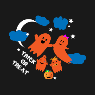 Trick Or Treat Cute Ghosts Family Fly Halloween Candys Sweets T-Shirt