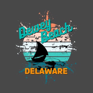 Dewey Beach Delaware Retro Vintage Exploding Sunset T-Shirt