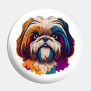 Cute Colorful Vivid Shih Tzu Face Pin