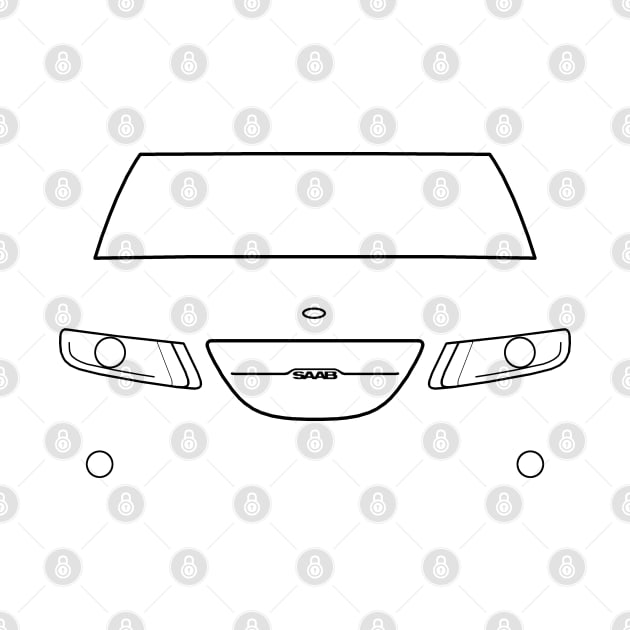 Saab 9-5 classic car black outline graphic by soitwouldseem