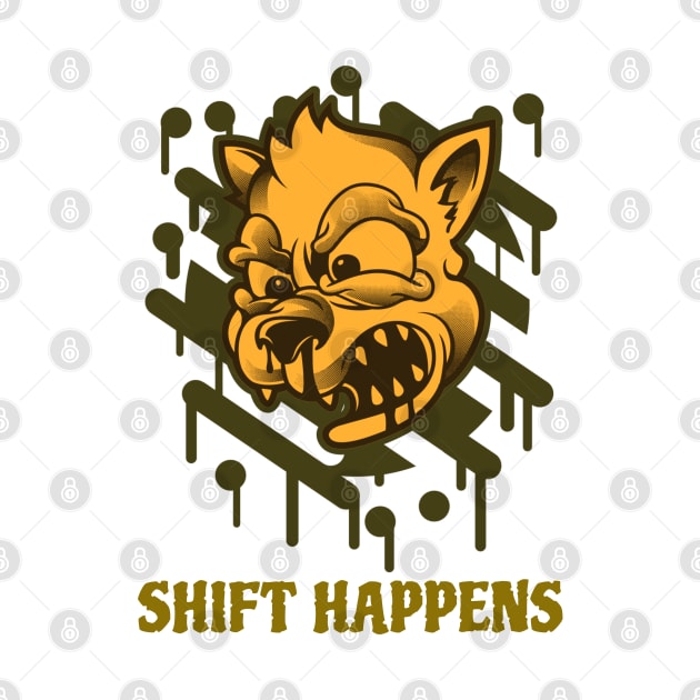 Shift Happens Funny Toon Wolf Design by Figmenter