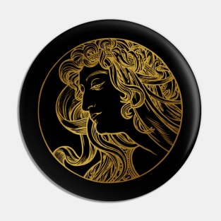 Art nouveau gold silhouette lady 4 Pin